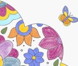 Colorful picture of flower and butterfly.